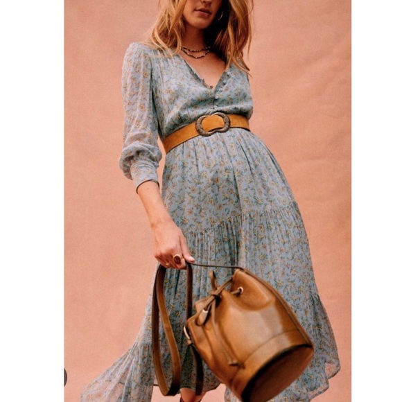 Sezane Dresses & Skirts - NWT Sezane Heloisa Dress, Midi, Light Blue Floral - Brand New
